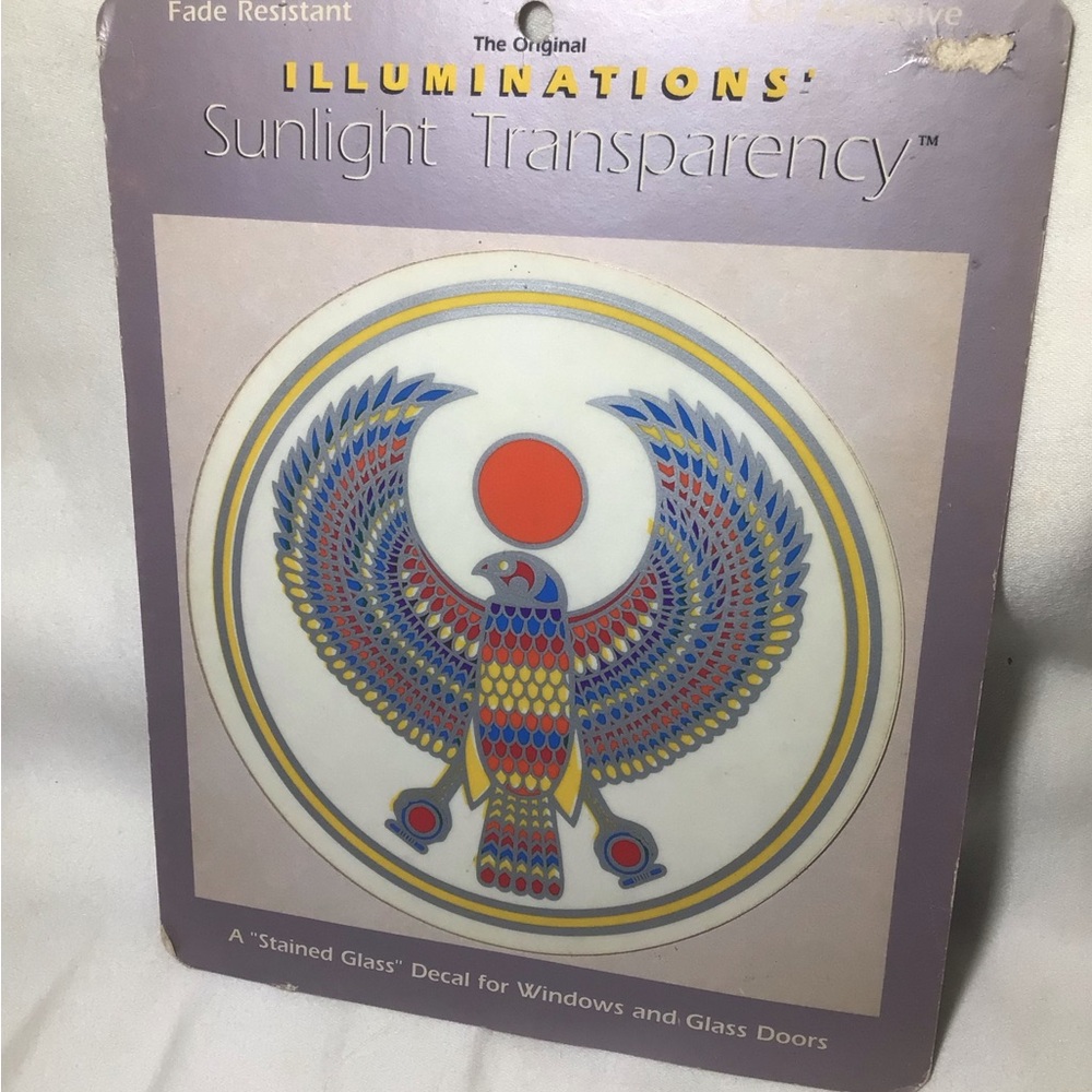 Vintage window cling reusable sticker Horus Falcon Image Egyptian god Egypt￼